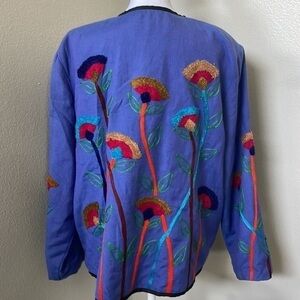 Vintage Allure 80s Artsy Embroidered Jacket large